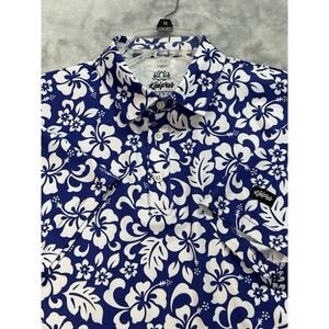 Kaipar Golf Polo Shirt Men Large Blue Floral Leaf Print Performance Stretch UPF